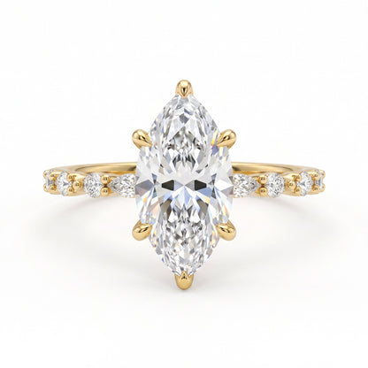 Gold Plated Copper Marquise Zircon Ring Set - Women's European American Light Luxury Stackable Jewelry