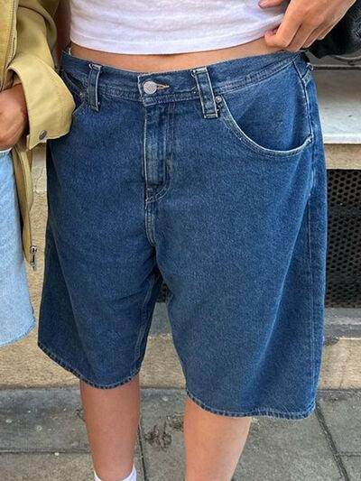 High Waist Denim Shorts with Pockets for Women Stylish