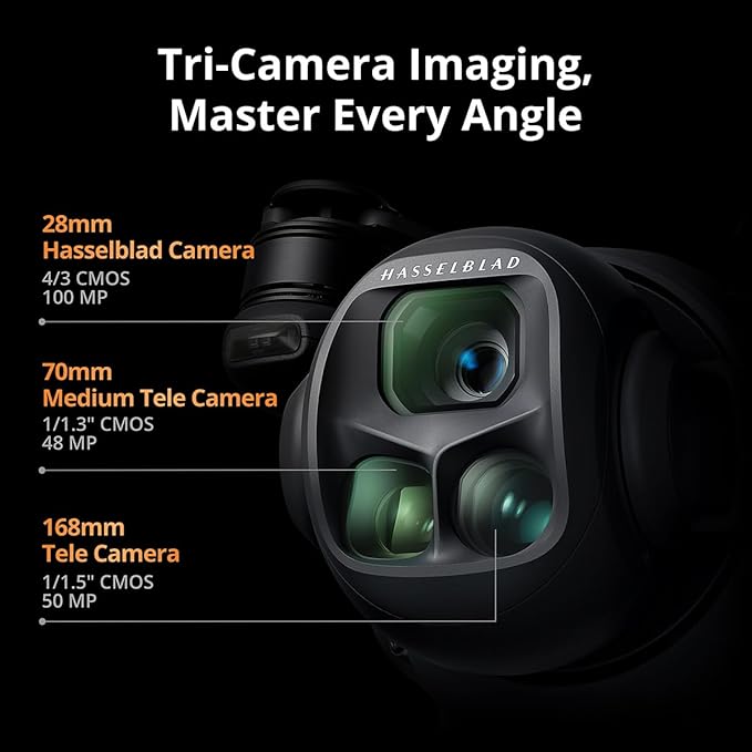 DJI Mavic 4 Pro Drone with DJI RC 2, Flagship Tri-Camera Drone with 100MP 4/3 CMOS Hasselblad Camera, for Professionals, 30km/18.6mi Video Transmission, 51-Min Max Flight Time