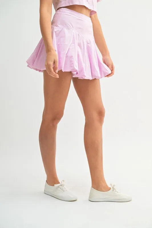 MABLE Puff Sleeve Button Down Top and Bubble Skirt Set