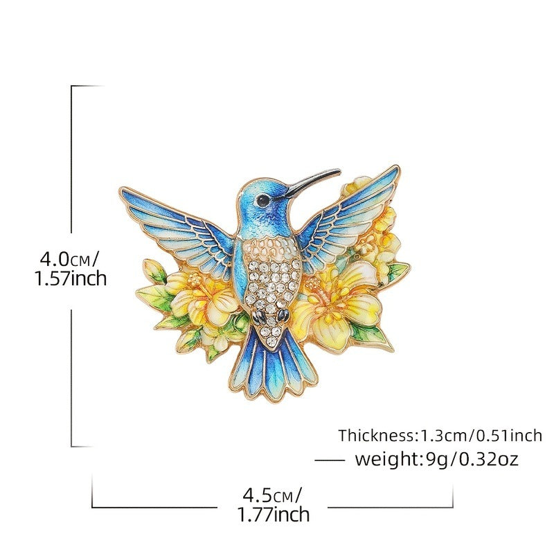 Retro Bird And Floral Enamel Brooch Subtly Luxurious For The Commute