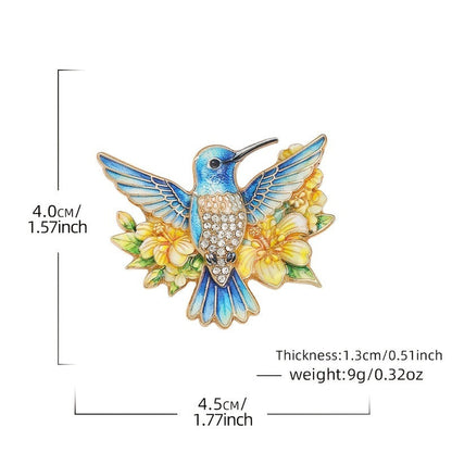 Retro Bird And Floral Enamel Brooch Subtly Luxurious For The Commute