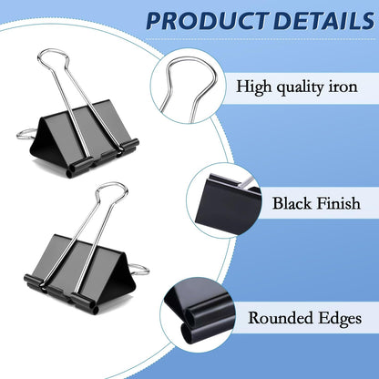 72 Pack, Medium Binder Clips, 1inch, Black Paper Binder Clips, Medium Paper Clips, Office Clips, with Storage Container for Office, Home, School