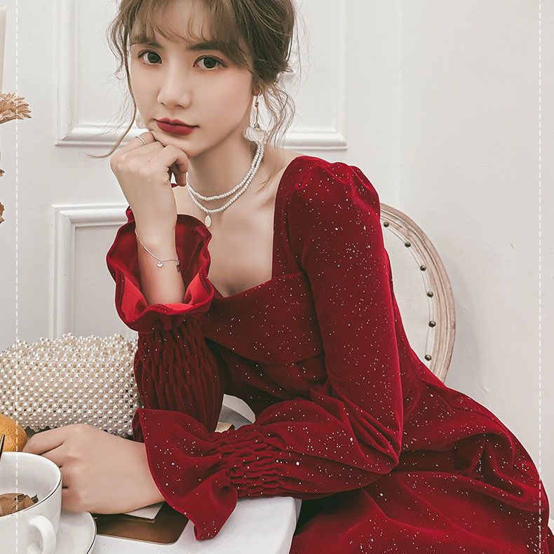Bridal Toast Attire Red Autumn Party Look