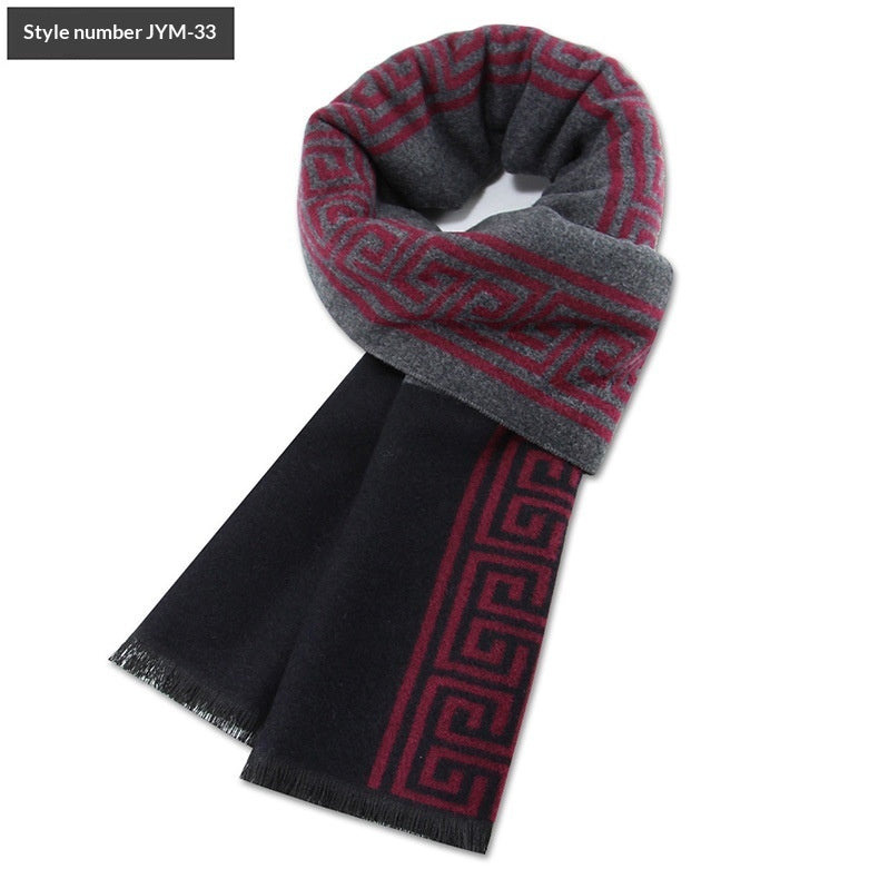 Mens Wool-Blend Plaid Scarf Winter Warmth & Extra Thickness