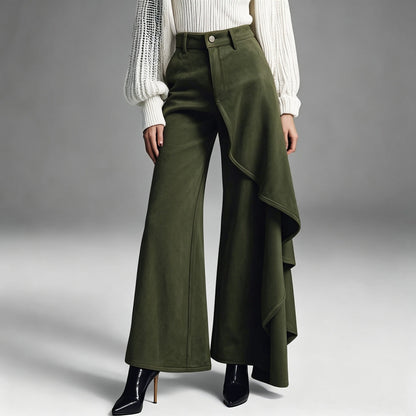 New Autumnwinter Womens Long Pants With A Structured Draped Design And Patchwork Details