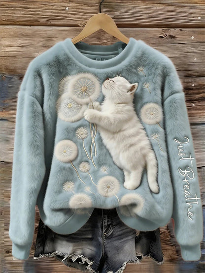 Flannel Printed Sweatshirt Top For Women