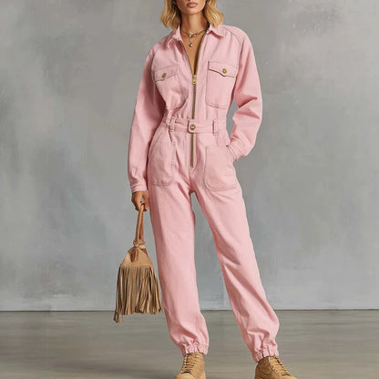 Retro Western Zip-Up Jumpsuit