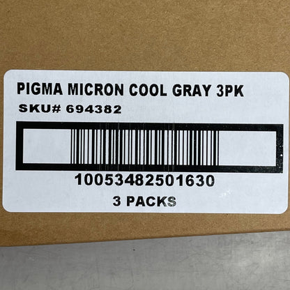 SAKURA (3-PACK) Pigma Micron Pens 0.25mm, 0.45mm, 0.60mm Cool Gray 50163