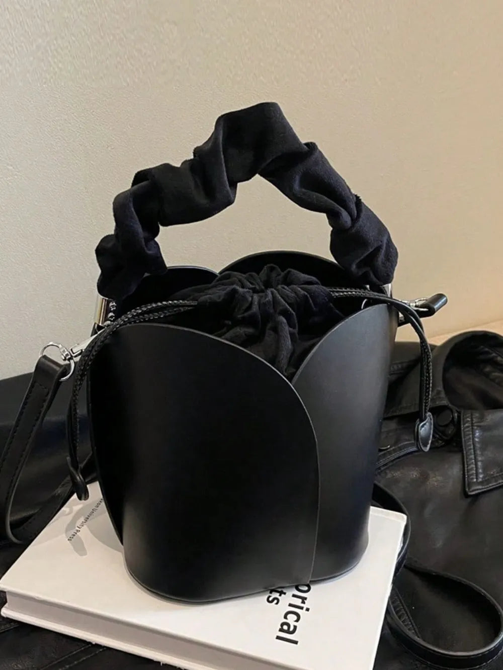 PU Leather Drawstring Bucket Bag