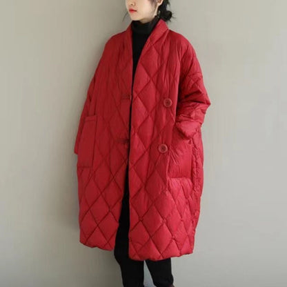 Plus Size Lightweight Down Cotton Coat Jacket Winter Long Below The Knee Loose Thick Bread Coat