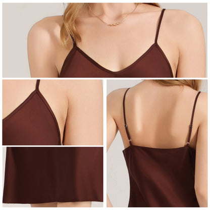 Solid Color Minimalist Satin Chiffon Pajamas For Women Camisole Nightgown And Loungewear