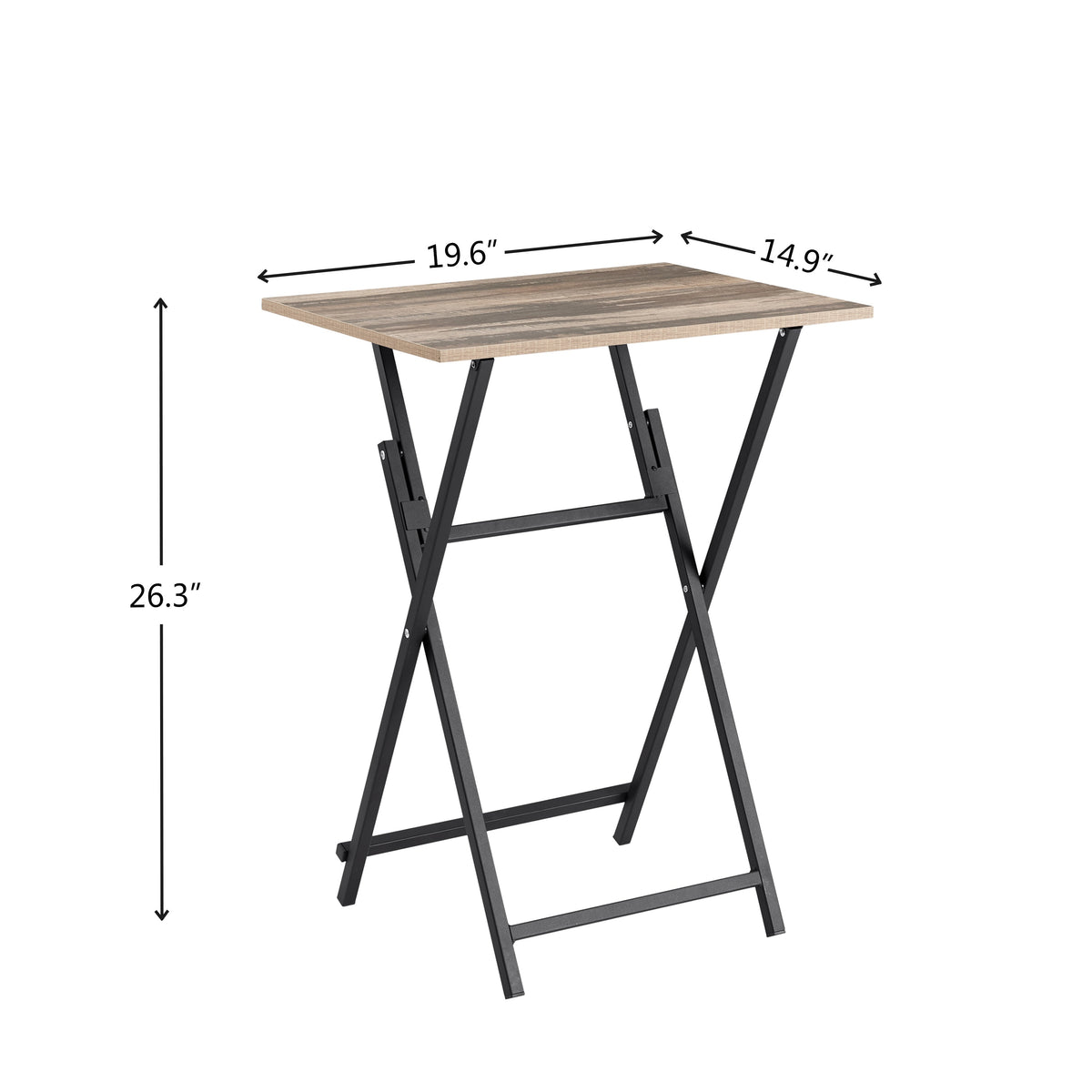 Rustic Brown and Black Single Dinning folding tray, TV Dinner Folding Tray, Industrial Side Table for Eating at Couch, Foldable