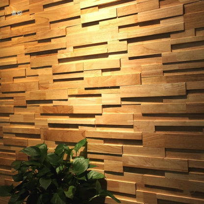 Retro 3d Solid Wood Mosaic Patch Stereo Background Wall