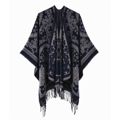 Tasseled Thickened Warm Faux-cashmere Shawl
