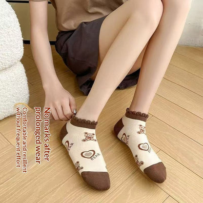 Cartoon Bear Socks Womens Ankle Socks