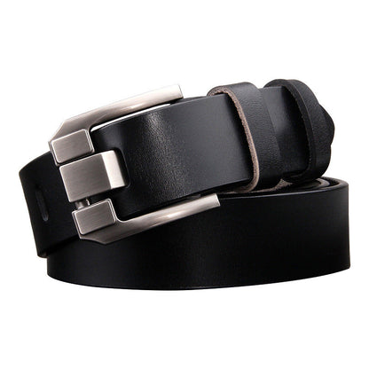 Men's Antique Pin Buckle Cowhide Belt