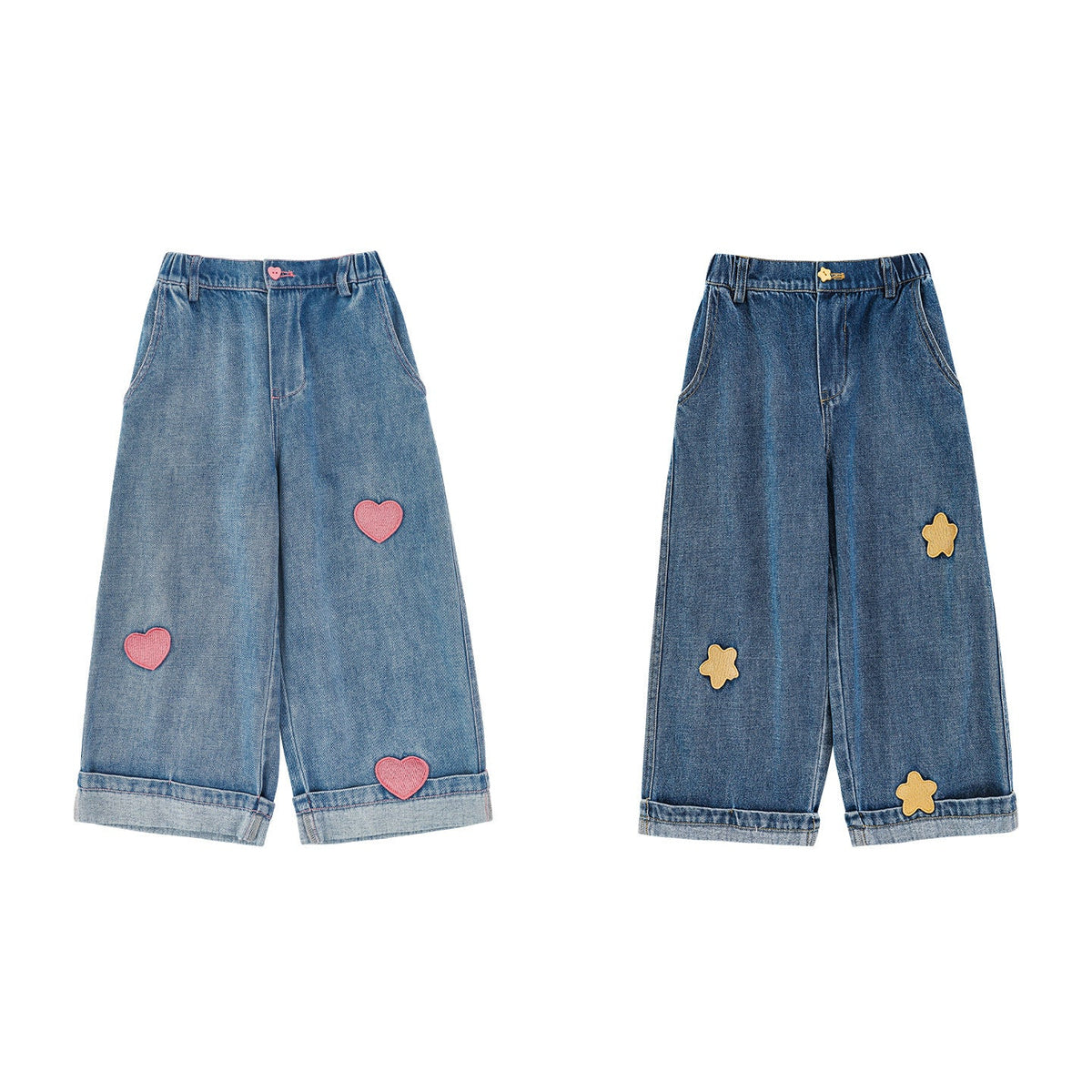Girls' Embroidered Wide-leg Denim Pantswrinkle-resistant