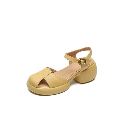 Trendy Thick-soled Hollowed-out Closed-toe Sandals With A Cushioned Feel