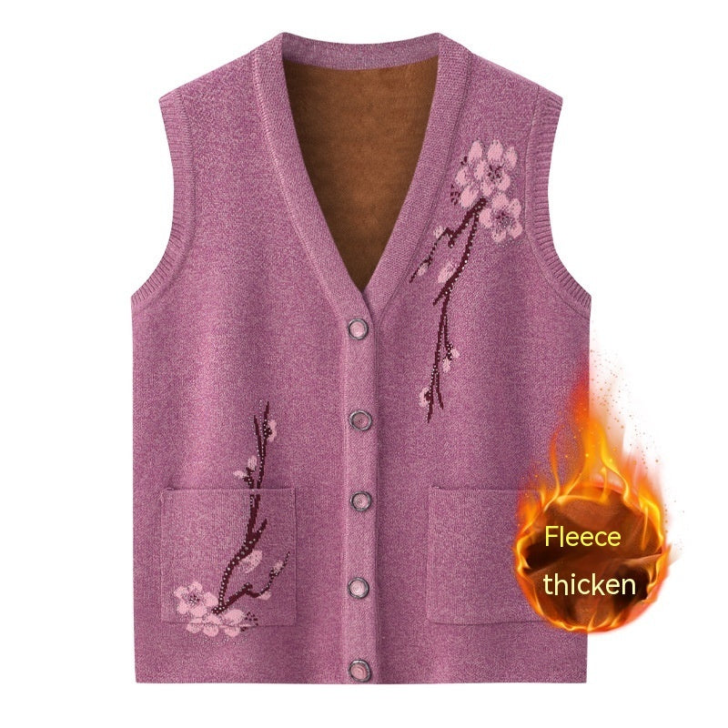 Knitted Sweater Waistcoat Cardigan Middle-aged And Elderly Waistcoat Winter Clothing