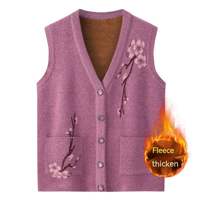 Knitted Sweater Waistcoat Cardigan Middle-aged And Elderly Waistcoat Winter Clothing