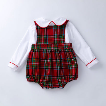 Baby Plaid Long Sleeve Climbing Suit Set