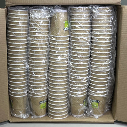 BRAVO (500 Cups) 12oz Double Wall Recycled Paper Cup Brown 511576