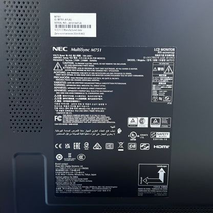 NEC MultiSync 75" LCD Monitor Display Black M751 (New, Distressed Box)