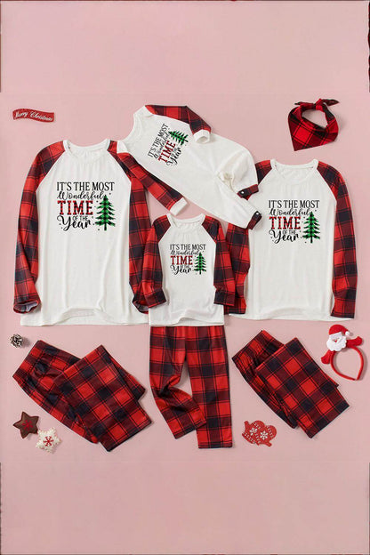 Slogan Graphic Top and Plaid Pants Set for Women