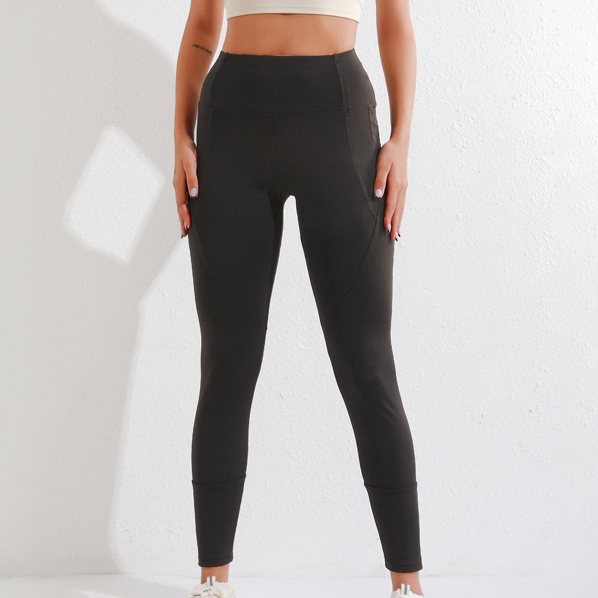 Women's Tight Elastic High Waist Leggings With Zipper Pocket