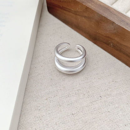 Women Matte Finish Open Ring, Geometric Line Minimal Elegant Ins Style Niche Designed Index Finger Jewelry