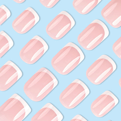Simple White French Fake Nails