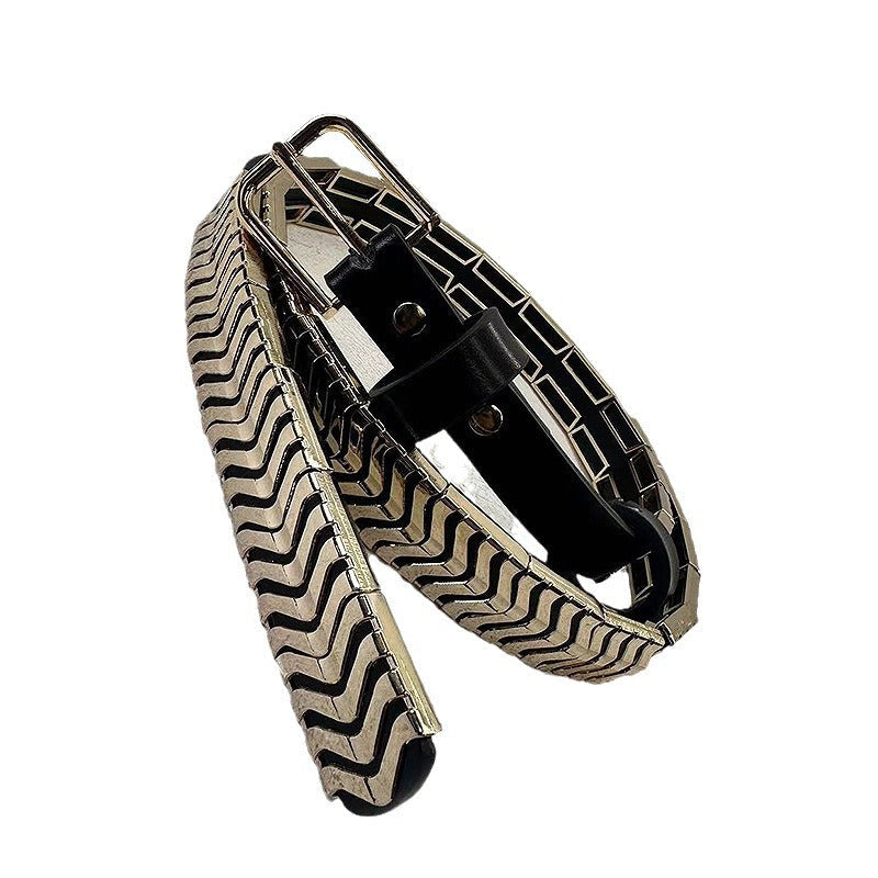 Personalized Metal And Genuine Leather Belt Versatile For Women