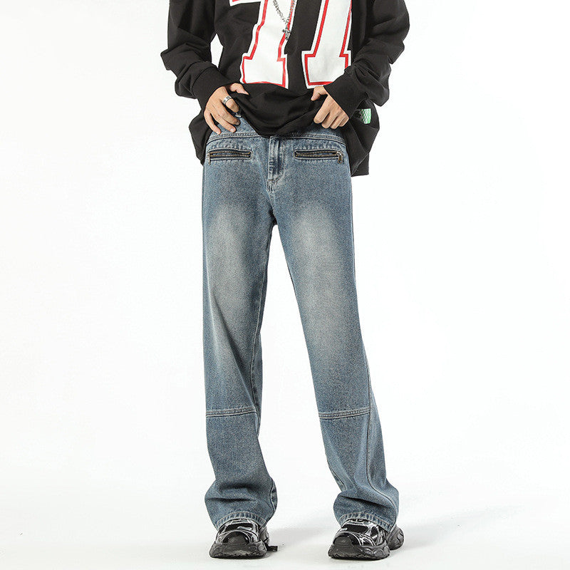 Fashion American Stitching Zipper Jeans Men
