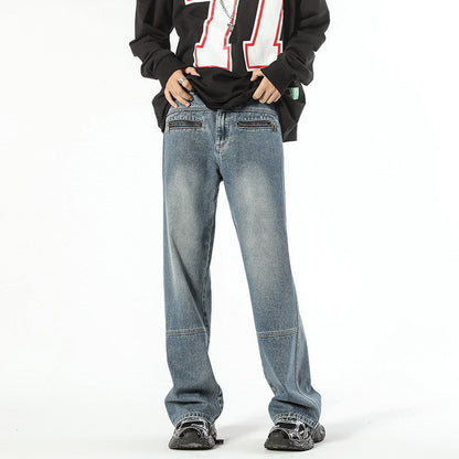 Fashion American Stitching Zipper Jeans Men