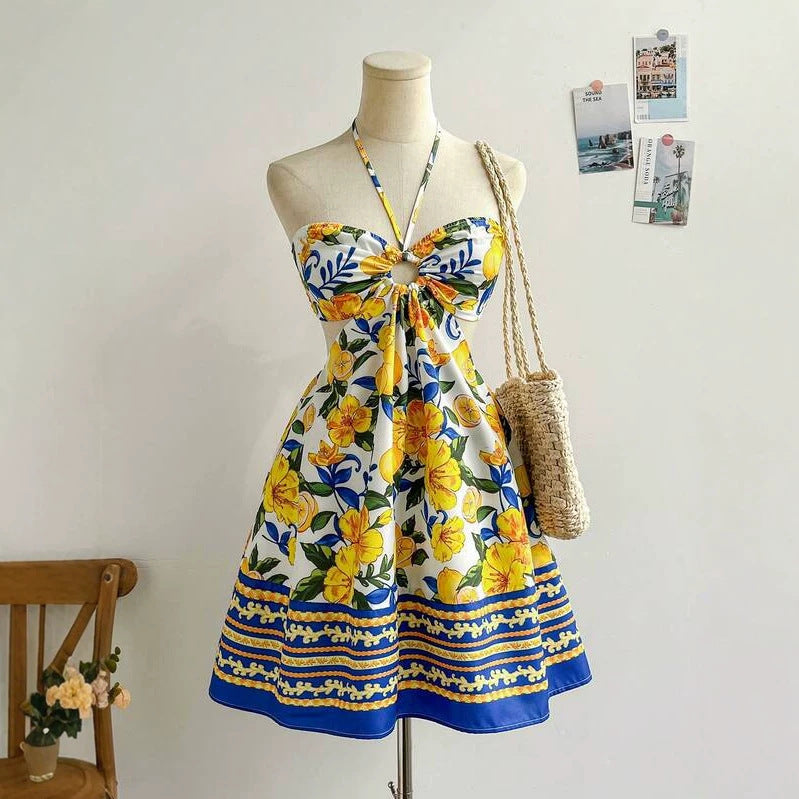 Bohemian Seaside Vacation Halter-neck Tube Dress