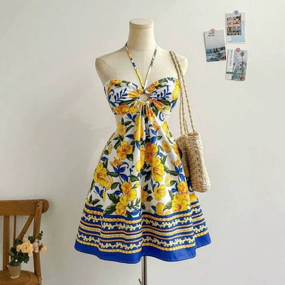Bohemian Seaside Vacation Halter-neck Tube Dress