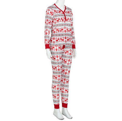 Printed Long-sleeved Christmas Parent-child Suit