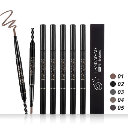 HANDAIYAN 5 Colors Automatic Rotating Eyebrow Pencil Double-ended Waterproof Triangle Eyebrow Pencil