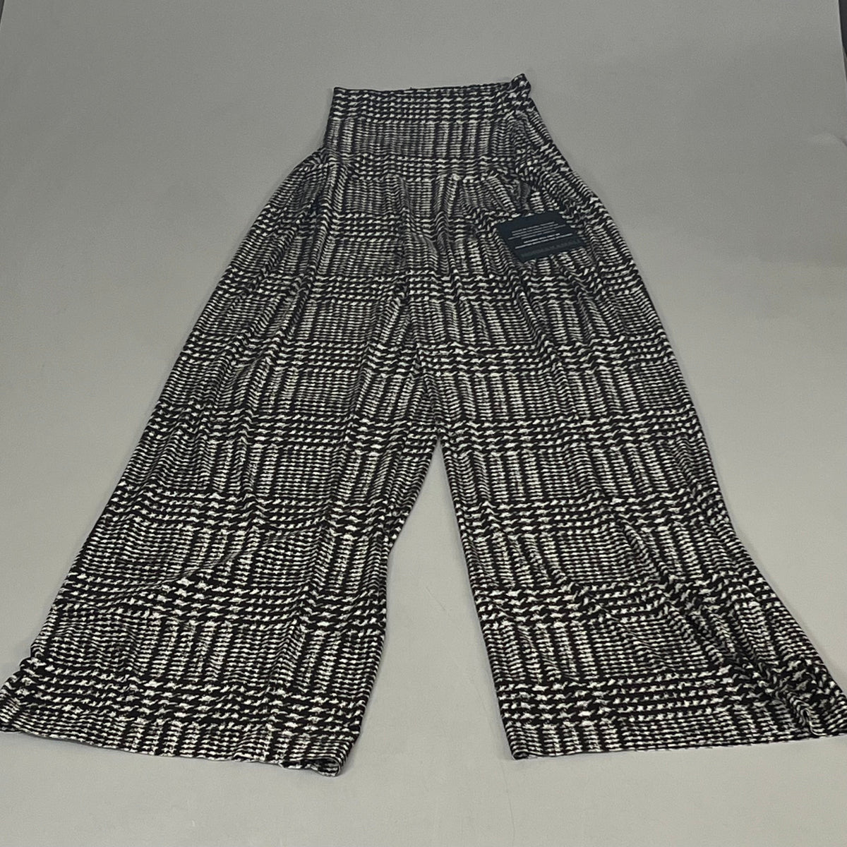 NORMA KAMALI High Waist Pleat Pant Women's Sz S/32 Chocolate Glenn Plaid Tweed
