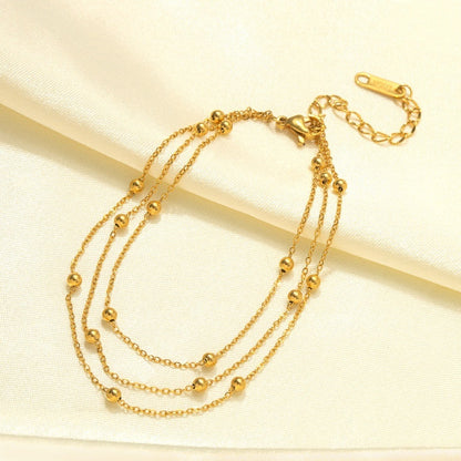 Fashionable And Minimalist Multi-layer Metal Bead Anklet