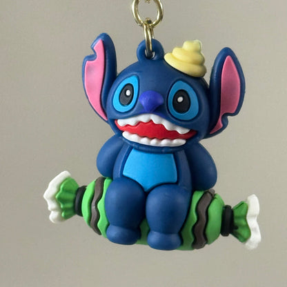 STITCH  (12 Piece,4 Styles) Assortment Bundle Of Stitch Character Keychains Blue