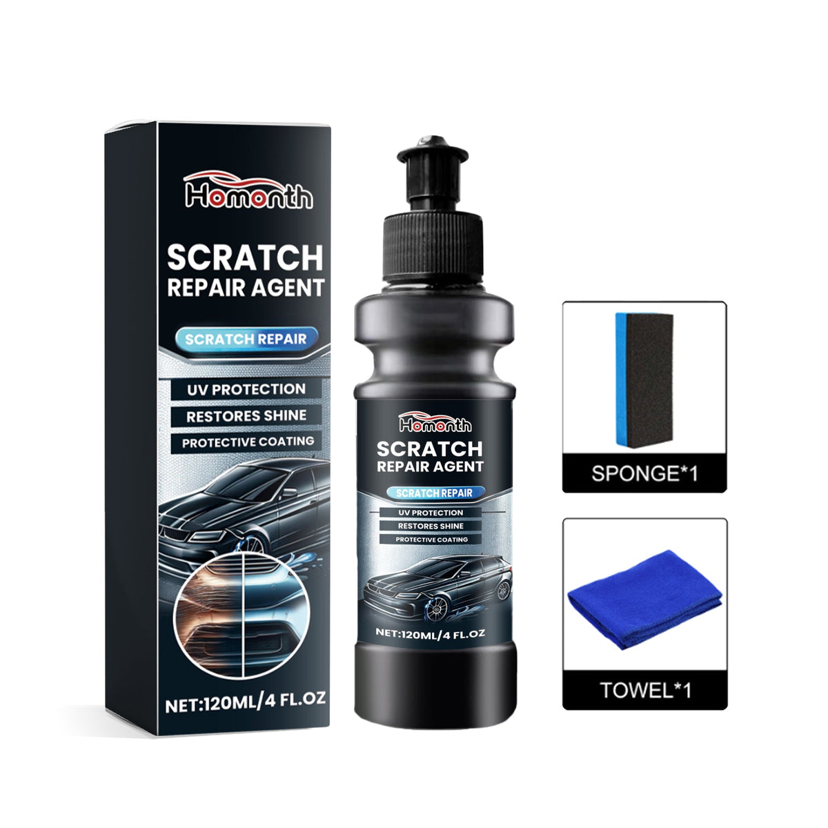 Scratch Repair Agent, Car Paint Reconditioning Protective Polishing Scratches Cleaning Decontamination Mark Remover