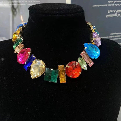 Simple Style Rhinestone Irregular Necklace Luxury Design Women's Statement Necklaces