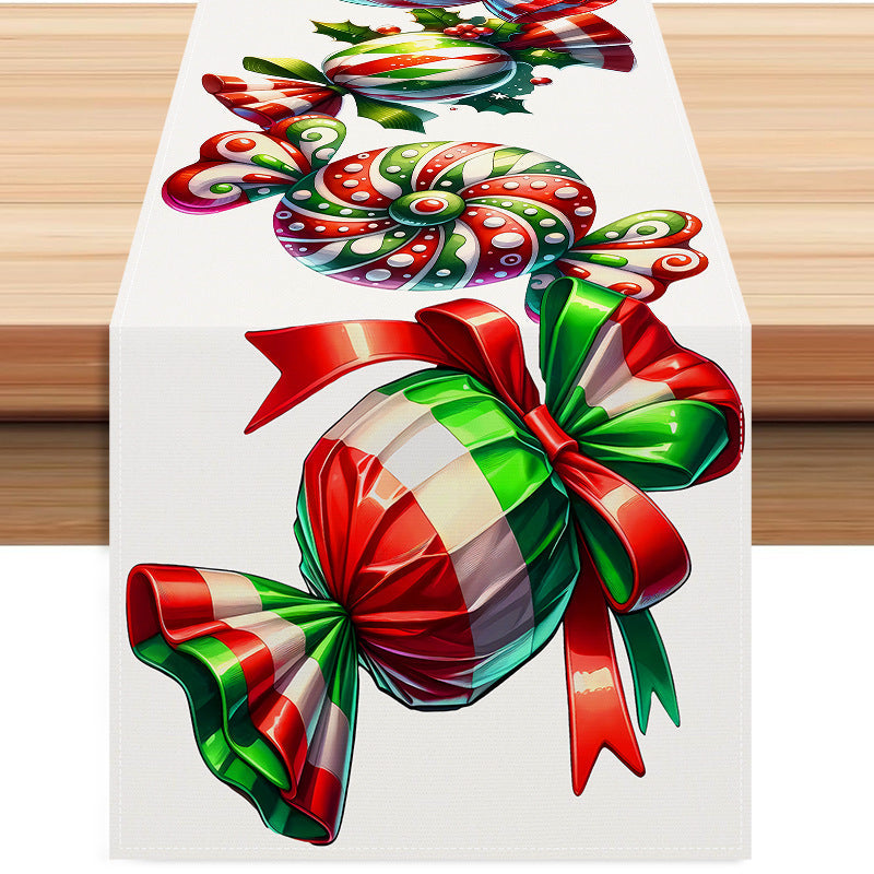 Christmas candy printed table flag new Christmas table decoration tablecloth mat holiday party tablecloth