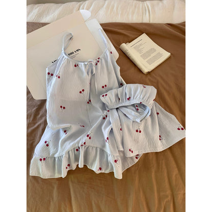 Summer Floral Strap Shorts Loungewear Set