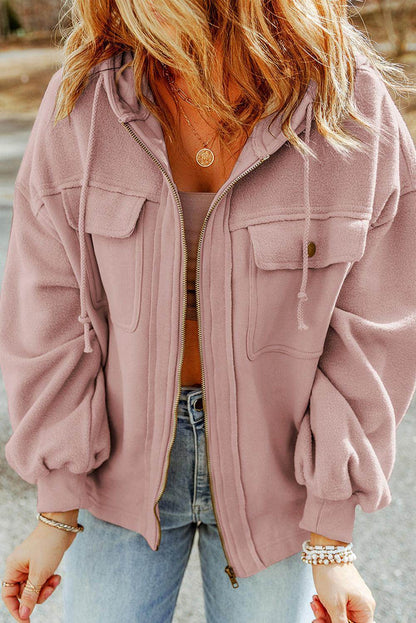 Zip-Up Drawstring Hooded Jacket for Men and Women