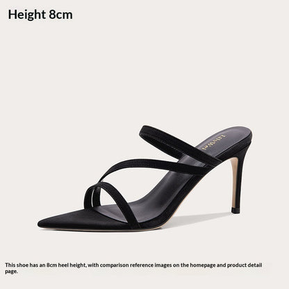 Pointed-toe Open-toe Single-strap High-heeled Sandals