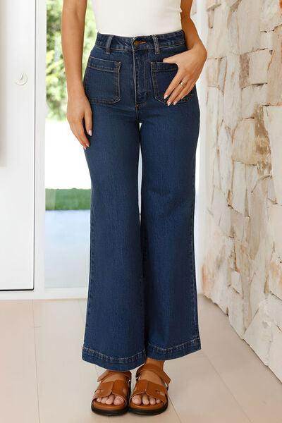 High Waist Bootcut Jeans with Pockets for Stylish Comfort