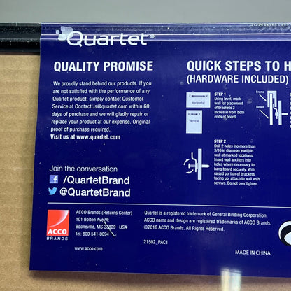 QUARTET Magnetic Dry-Erased Board Anodized Aluminum 36"x24" Black 21502-9